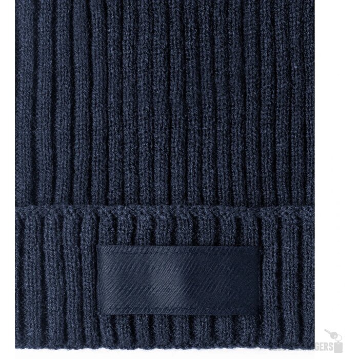Gebreide Wintermuts Met Patch Blauw