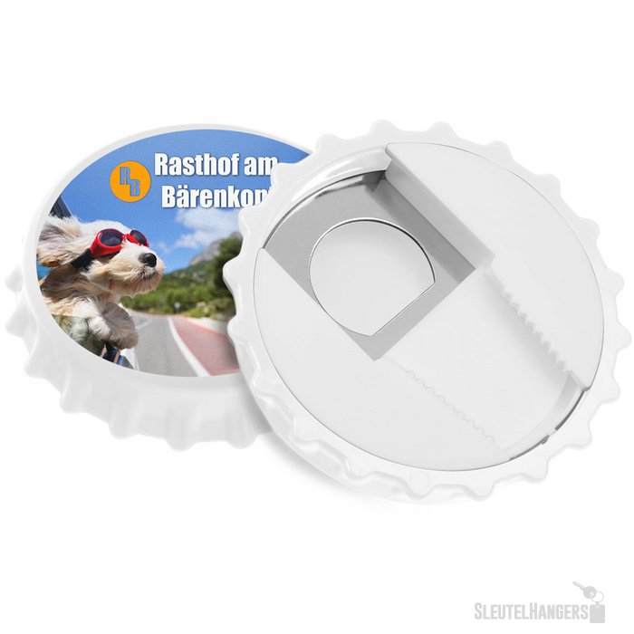 Flesopener kroonkurk met sluiting Wit