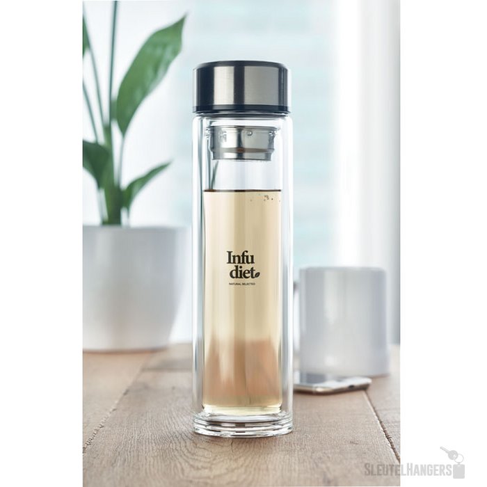 Slimme waterfles met thermometer (390 ml) Transparant