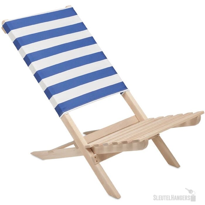 Opvouwbare houten strandstoel Marinero wit/blauw