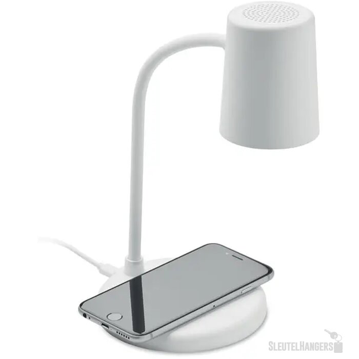 Lamp met oplader en speaker Wit