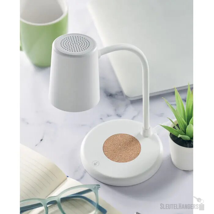 Lamp met oplader en speaker Wit