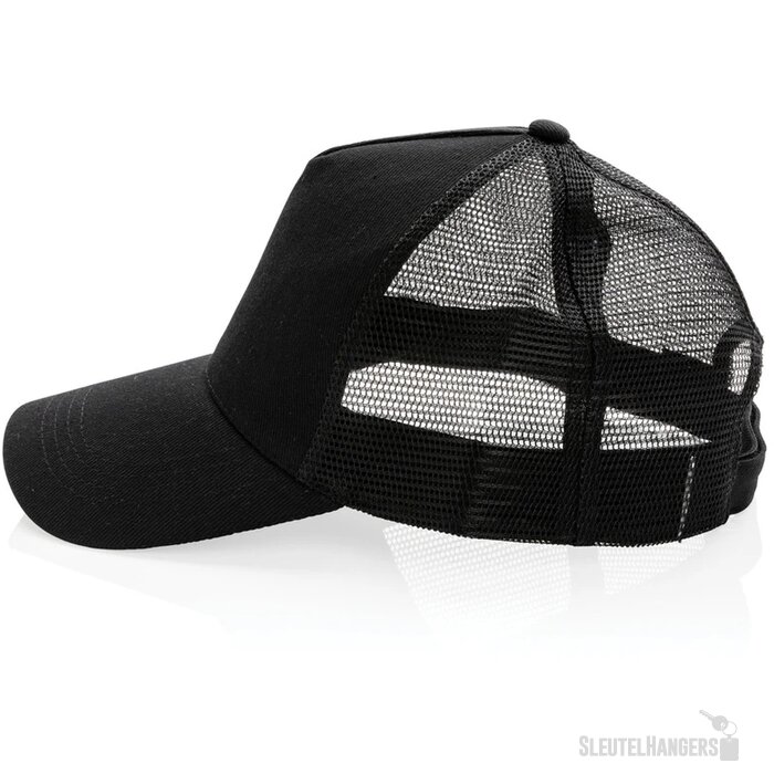 Recycled katoenen trucker cap Zwart