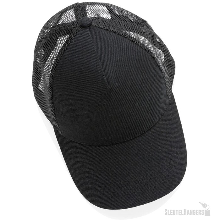 Recycled katoenen trucker cap Zwart