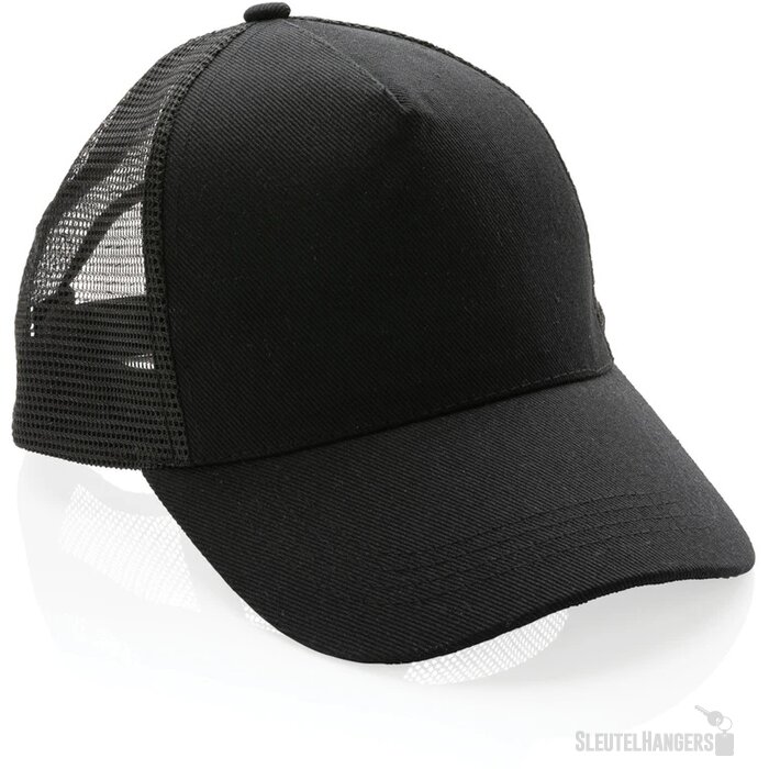 Recycled katoenen trucker cap Zwart