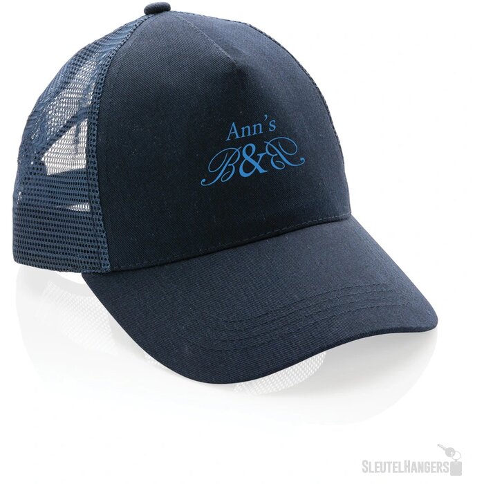 Recycled katoenen trucker cap Blauw