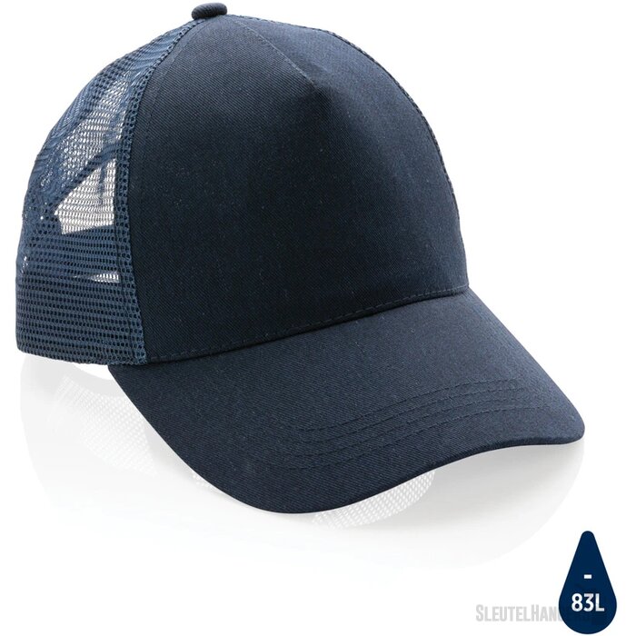 Recycled katoenen trucker cap Blauw