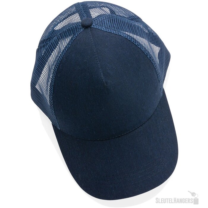 Recycled katoenen trucker cap Blauw