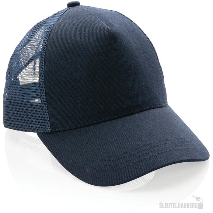 Recycled katoenen trucker cap Blauw