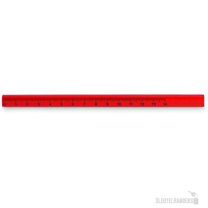 Timmermanspotlood met liniaal Rood