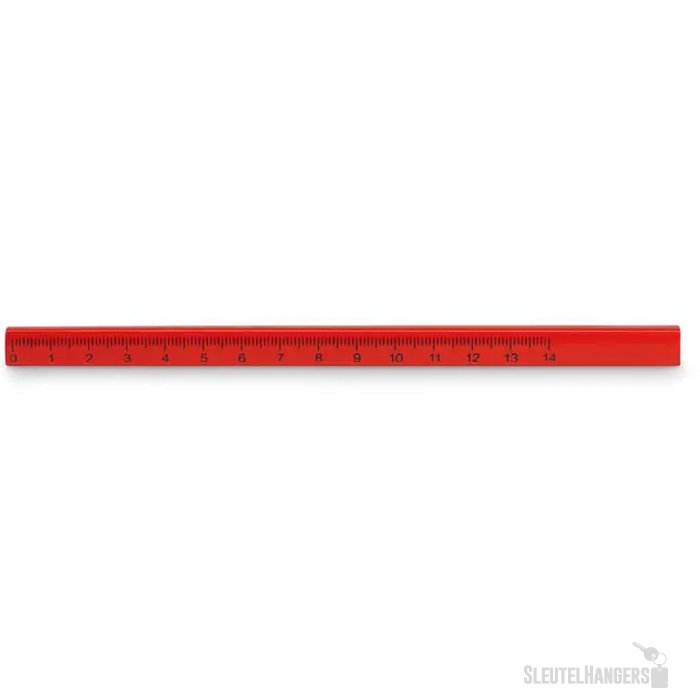 Timmermanspotlood met liniaal Rood