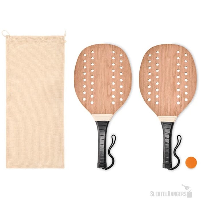 Houten strandtennis set Bruin