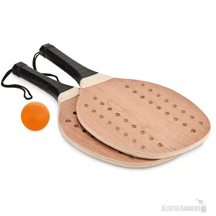 Houten strandtennis set Bruin