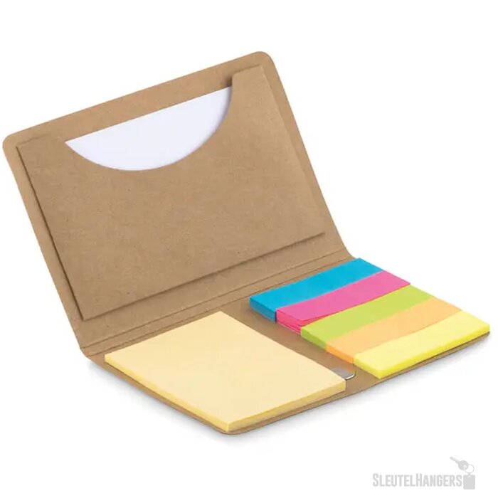 Mapje met sticky notes en sluitingsband Beige