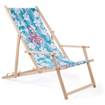 Houten ligstoel met armleuning