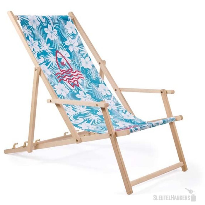 Houten ligstoel met armleuning
