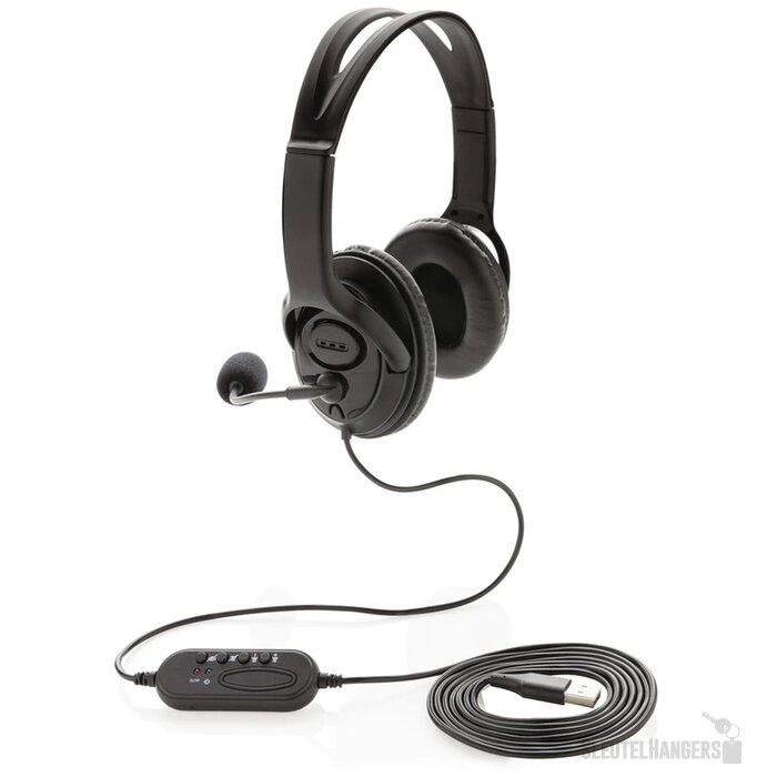 Over ear werk hoofdtelefoon met kabel zwart