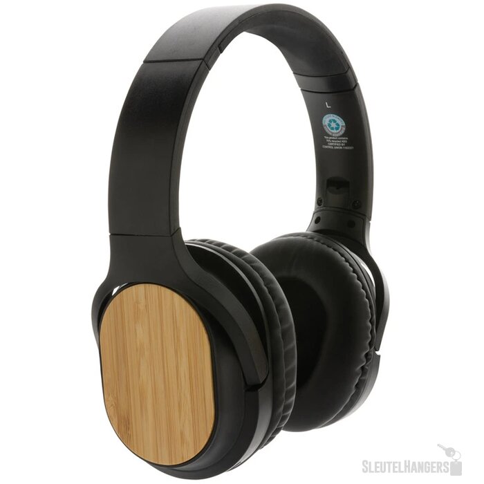 RCS en bamboe opvouwbare koptelefoon Zwart