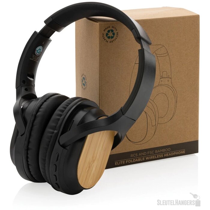 RCS en bamboe opvouwbare koptelefoon Zwart