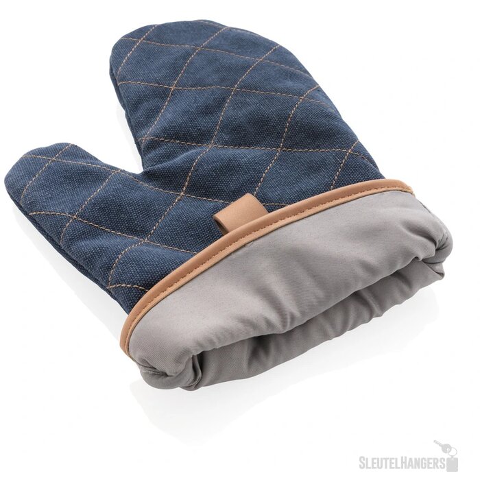 Deluxe canvas ovenhandschoen blauw