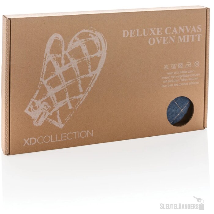 Deluxe canvas ovenhandschoen blauw