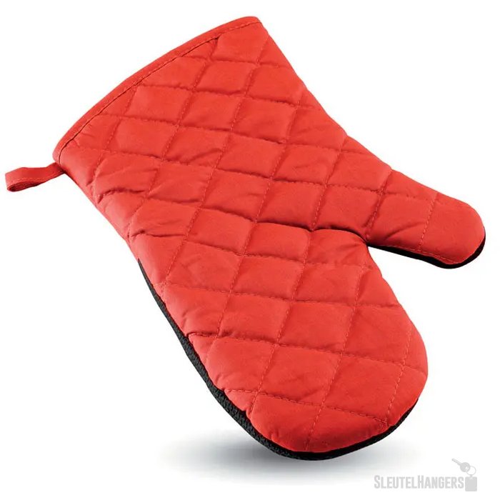 Katoenen ovenwant met rubber Rood