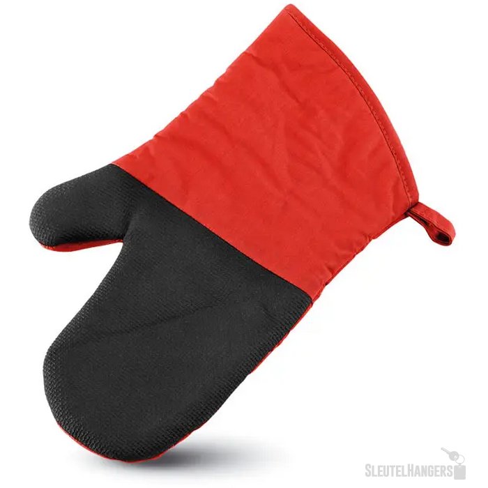 Katoenen ovenwant met rubber Rood
