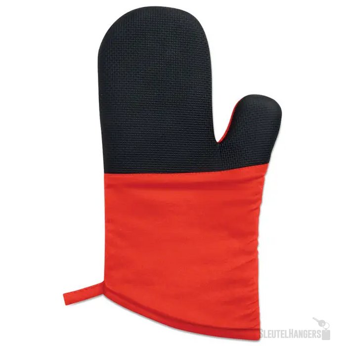 Katoenen ovenwant met rubber Rood