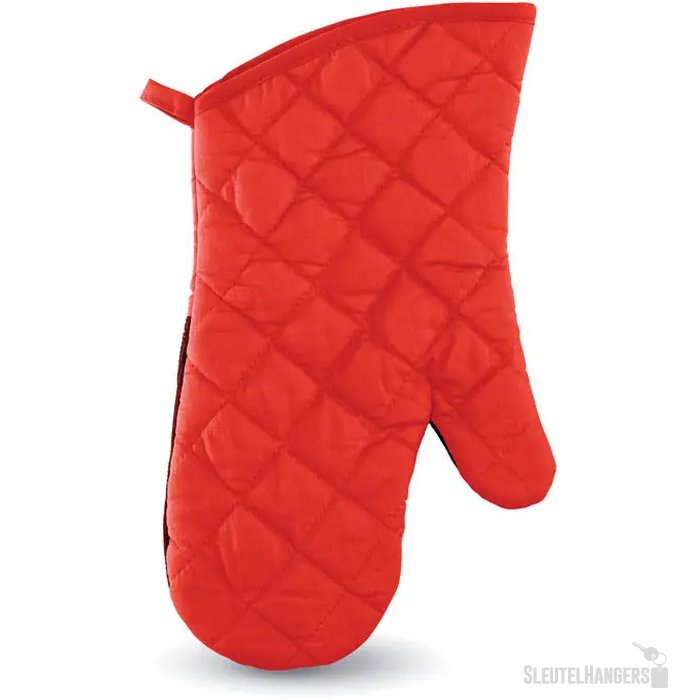 Katoenen ovenwant met rubber Rood