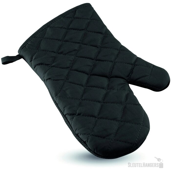 Katoenen ovenwant met rubber Zwart