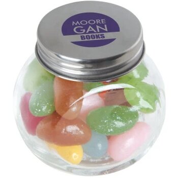 Kleine glazen pot met snoep (40 gram) Zilver Kleine glazen pot met snoep (40 gram) Zilver