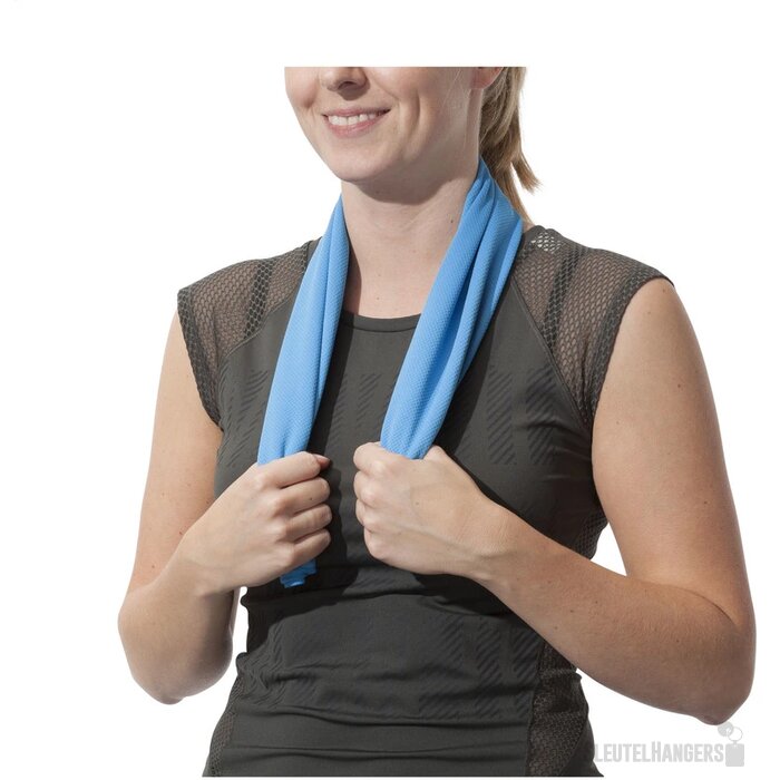 Koelhanddoek in transparante koker Lichtblauw