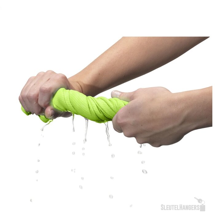 Koelhanddoek in transparante koker Limoengroen