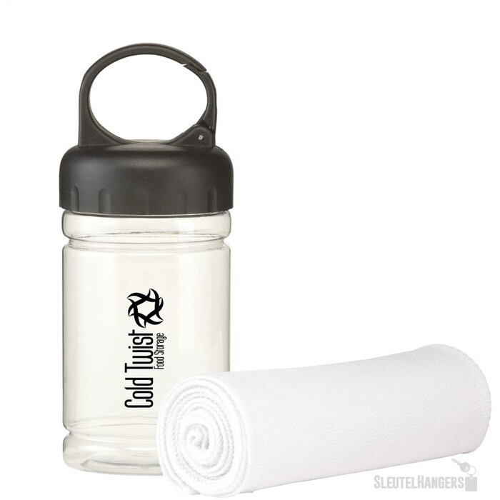 Koelhanddoek in transparante koker Wit