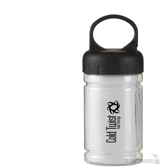 Koelhanddoek in transparante koker Wit