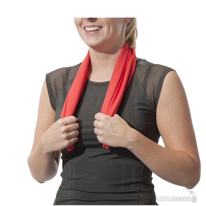 Koelhanddoek in transparante koker Rood