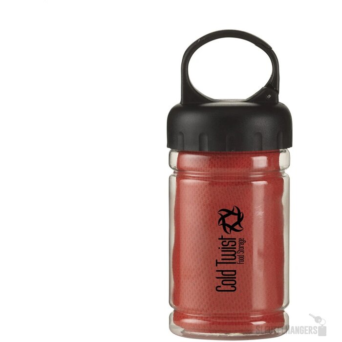 Koelhanddoek in transparante koker Rood