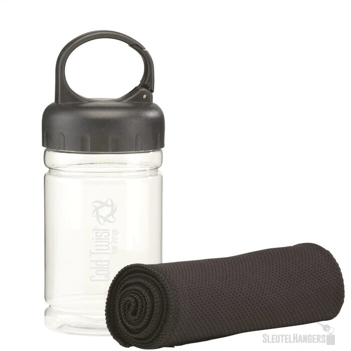 Koelhanddoek in transparante koker Zwart