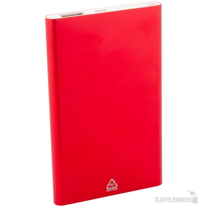 Gerecycled aluminium powerbank (4.000 mAh) Rood