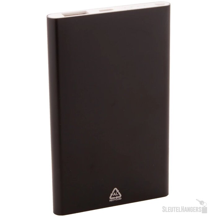 Gerecycled aluminium powerbank (4.000 mAh) Zwart