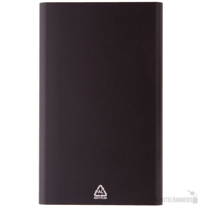 Gerecycled aluminium powerbank (4.000 mAh) Zwart