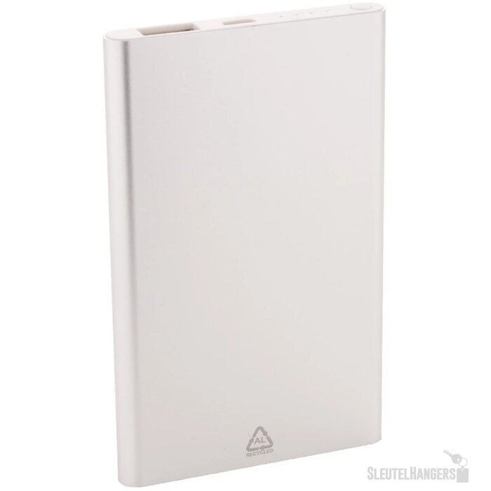 Gerecycled aluminium powerbank (4.000 mAh) Zilver
