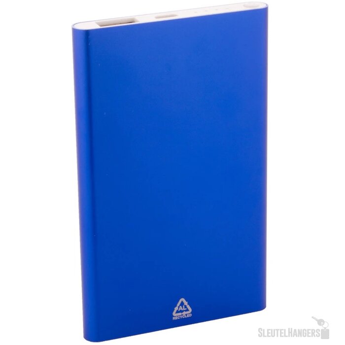 Gerecycled aluminium powerbank (4.000 mAh) Blauw