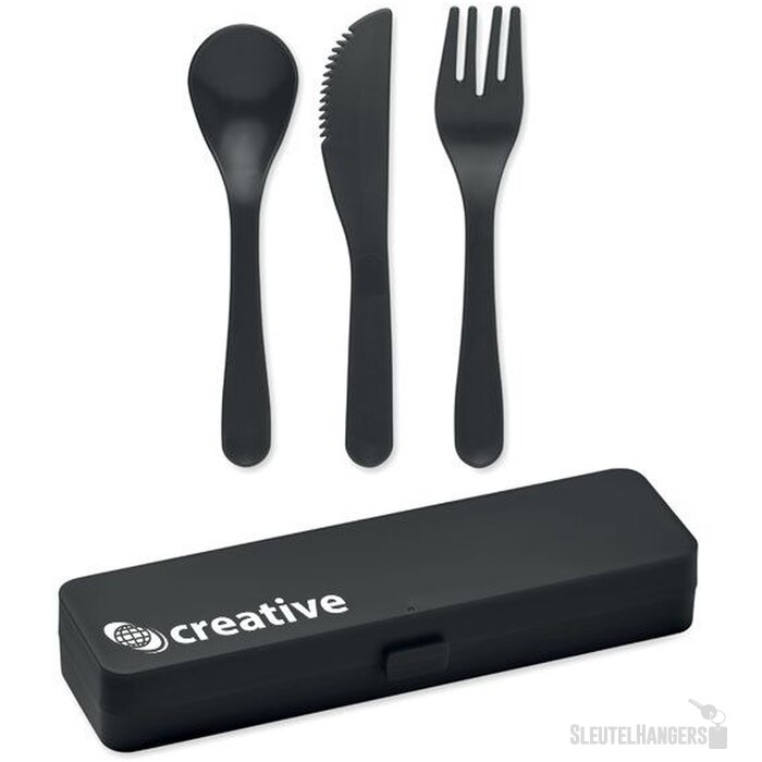 Herbruikbare bestekset in doosje Zwart