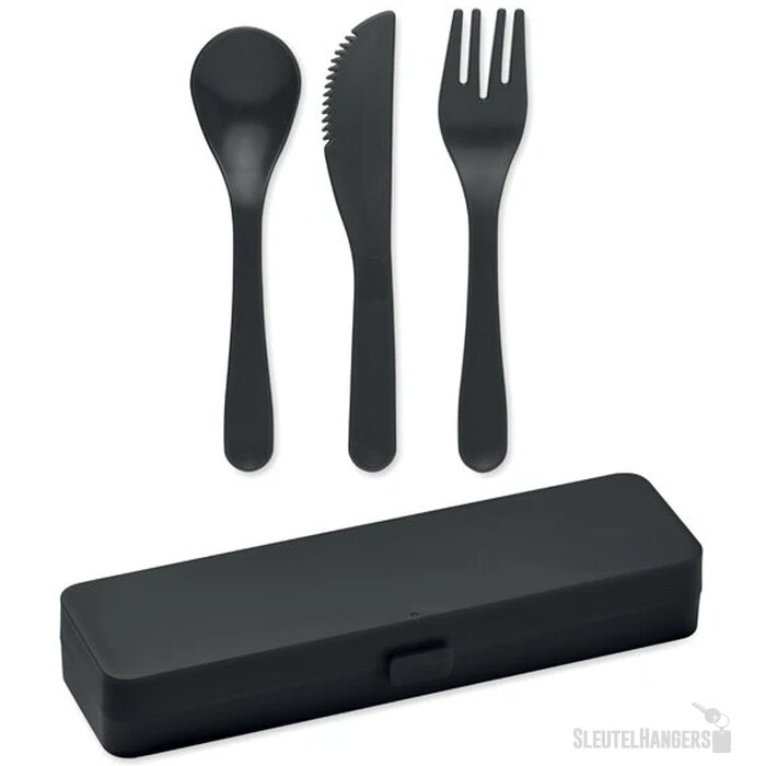 Herbruikbare bestekset in doosje Zwart