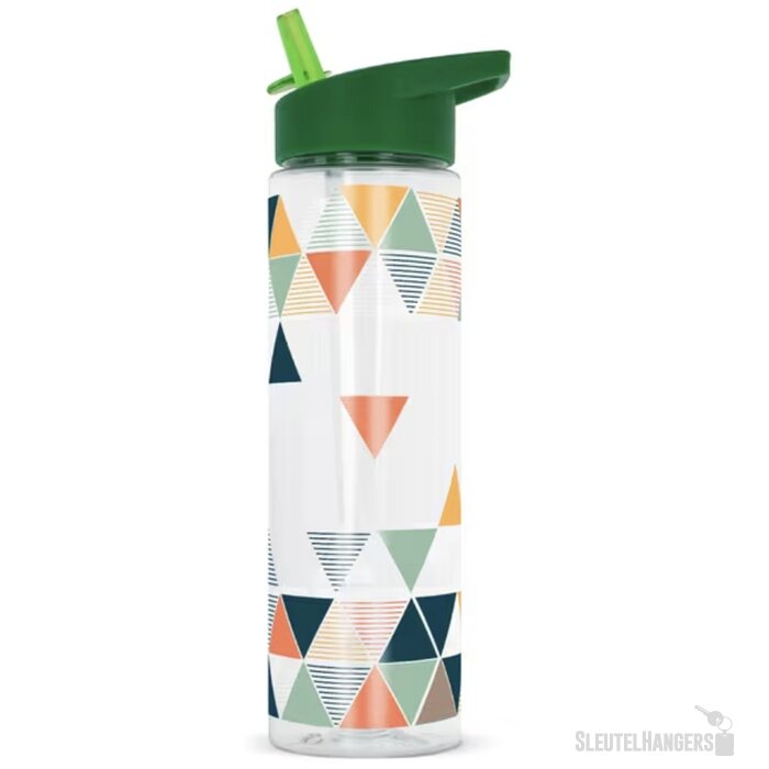 RPET waterfles met opvouwbaar rietje (600 ml) Groen