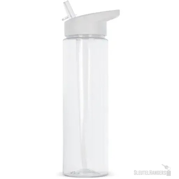 RPET waterfles met opvouwbaar rietje (600 ml) Wit