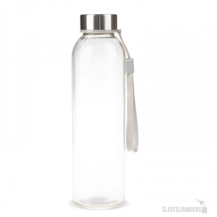Glazen waterfles met draagriem (500 ml) Transparant