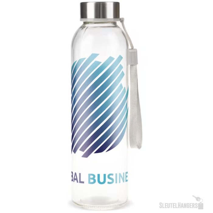 Glazen waterfles met draagriem (500 ml) Transparant