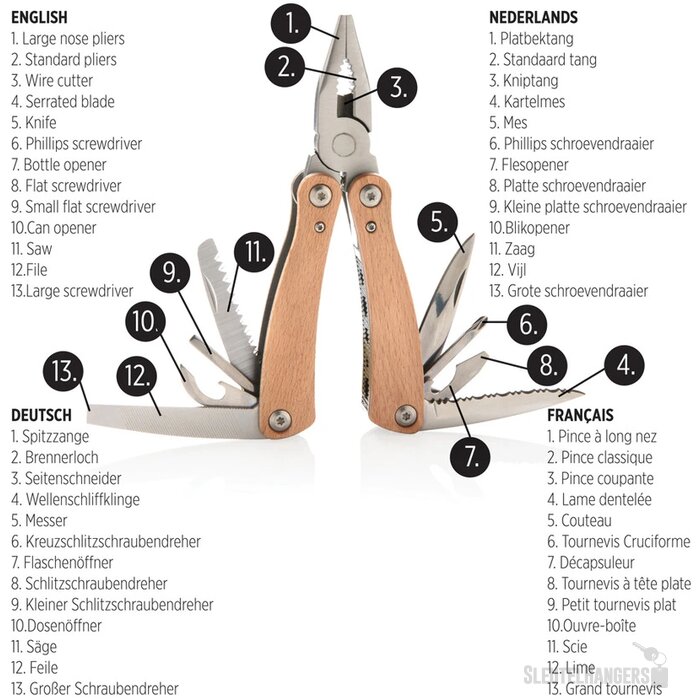 Houten multitool Bruin